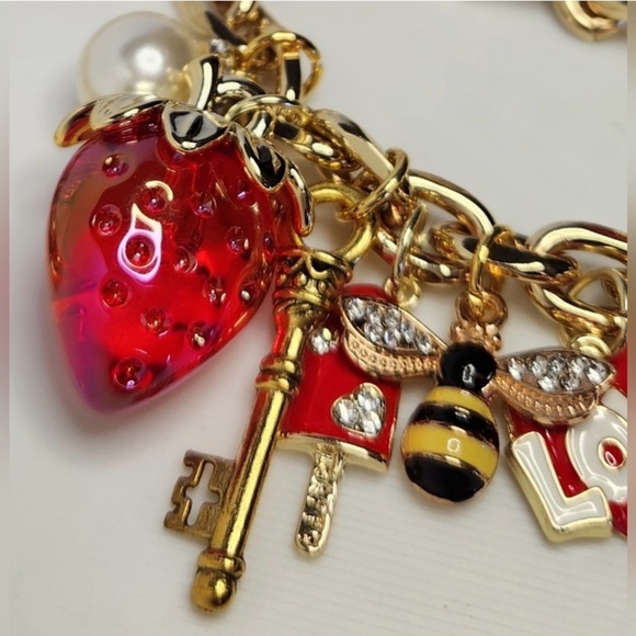 Gold and Red Teddy Bear Charm Necklace - Picture 7 of 7